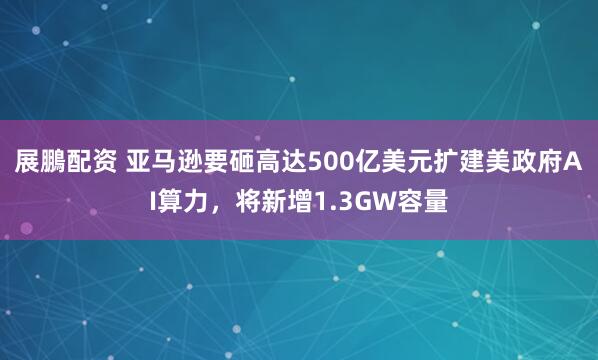 展鵬配资 亚马逊要砸高达500亿美元扩建美政府AI算力，将新增1.3GW容量